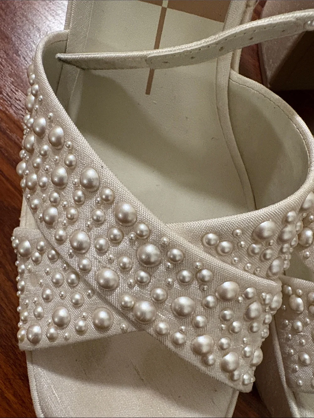 Dolce Vita Pearl-Embellished Ivory Platform Sandals